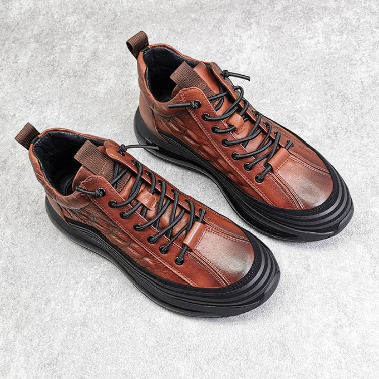 Men's Crocodile Print Height Lifting Non-Slip Casual Sneakers-caipcmall