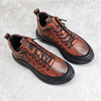 Men's Crocodile Print Height Lifting Non-Slip Casual Sneakers-caipcmall