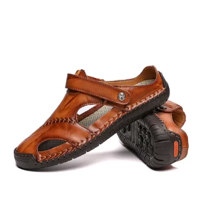 🔥On This Week Sale 70% OFF🔥Mens Casual Comfy Leather Slip On Sandals, Comfy Orthopedic Walking Shoes-caipcmall