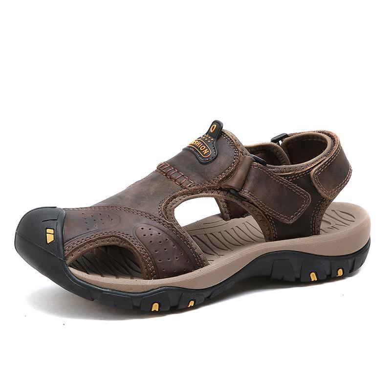 Men's Summer Breathable Leather Casual Outdoor Beach Sandals-caipcmall