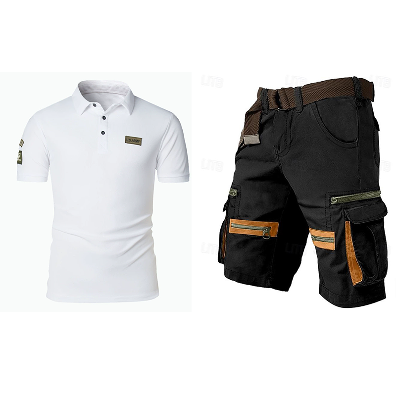 Men's outdoor multi-pocket short work suit