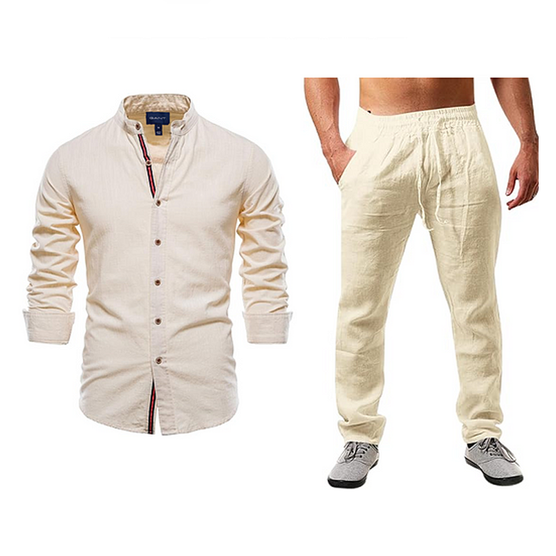 Men's casual cotton and linen suit