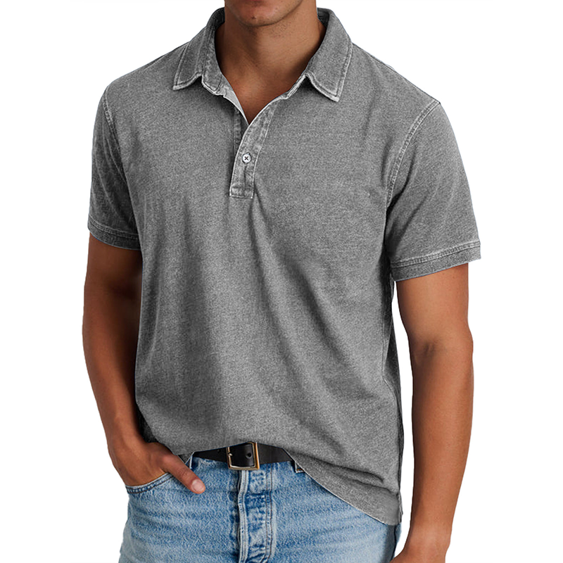 MARCO LUCA | Fashion solid color retro short-sleeved lapel polo shirt