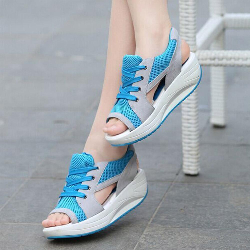 FUMOOD Platform Sandals Platform Wedge Breathable Rocking Shoes, Comfortable Sports Casual Women's Shoes