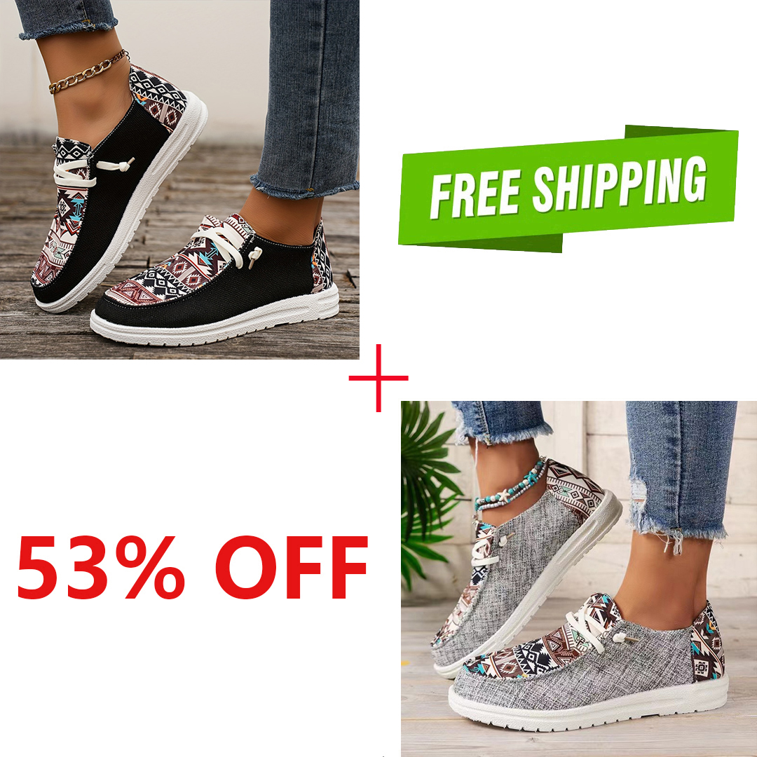 Women's Casual Comfy Tribal Pattern Canvas Shoes-caipcmall