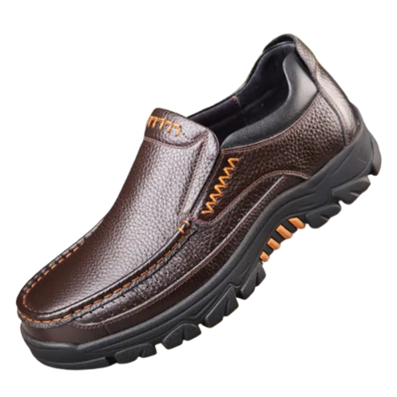 Mens Genuine Leather Waterproof Non-slip Soft Insole Casual Shoes