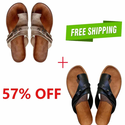 Genuine Leather Summer Ladies Orthopedic Casual Toe Separation Slippers With Arch Support