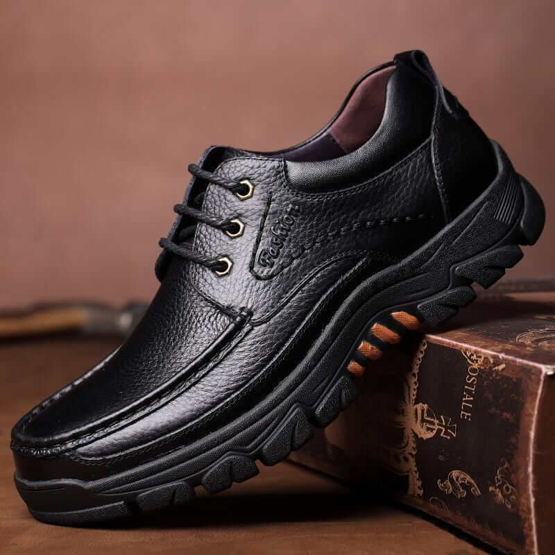 Mens Waterproof Non Slip Soft Sole Casual Genuine Leather Oxfords-caipcmall