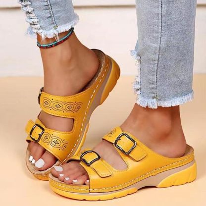 LAST DAY 50% OFF-Breathable Orthopedic Adjustable Ladies Leather Sandals