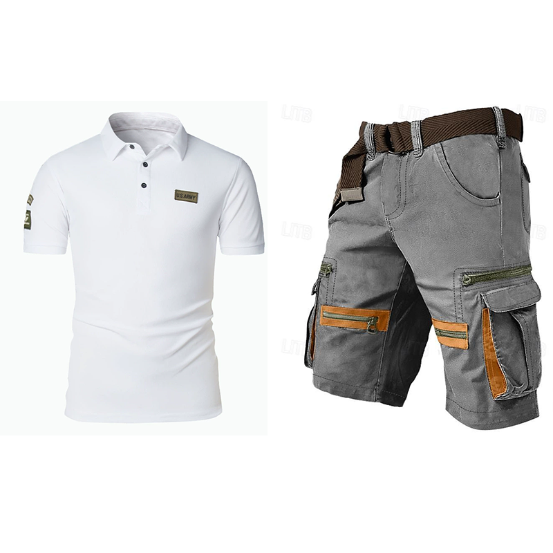 Men's outdoor multi-pocket short work suit