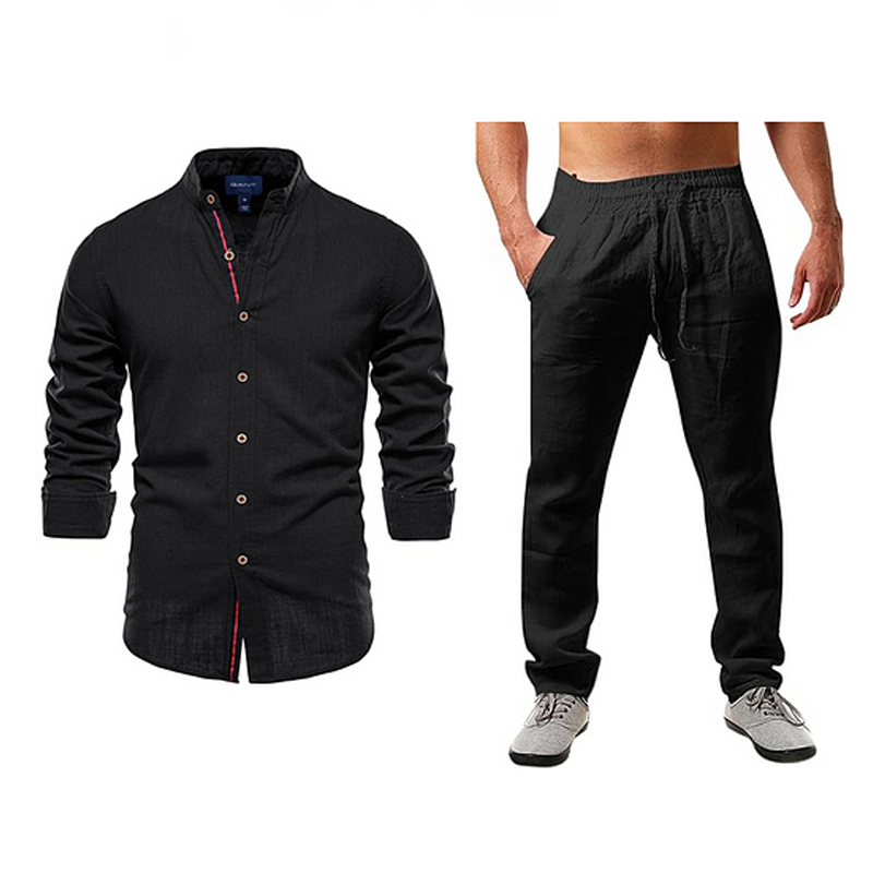 Men's casual cotton and linen suit