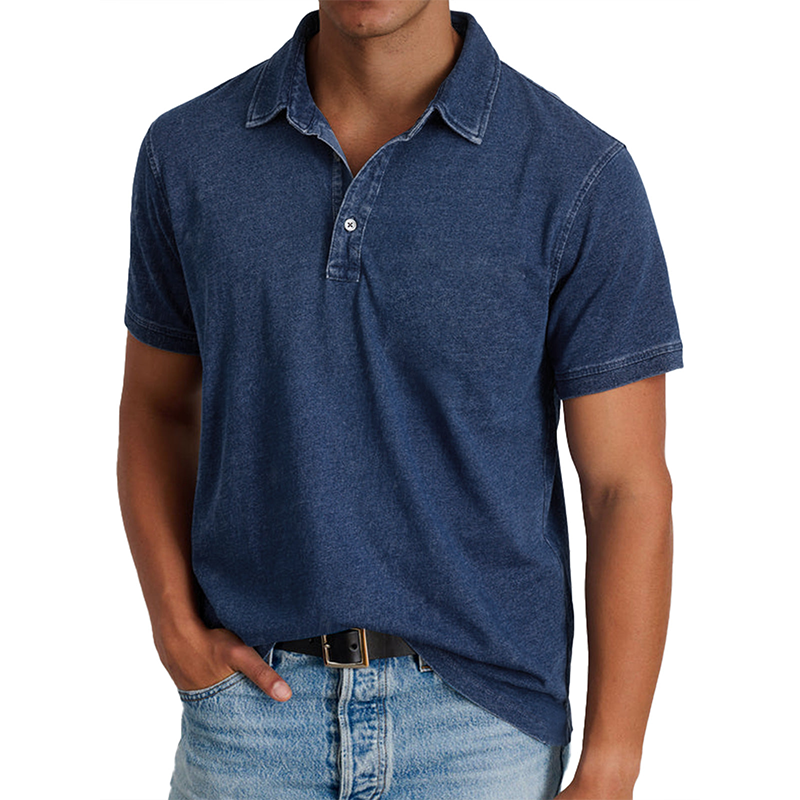 MARCO LUCA | Fashion solid color retro short-sleeved lapel polo shirt