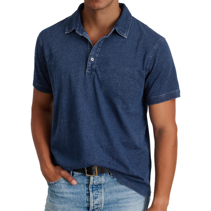 MARCO LUCA | Fashion solid color retro short-sleeved lapel polo shirt