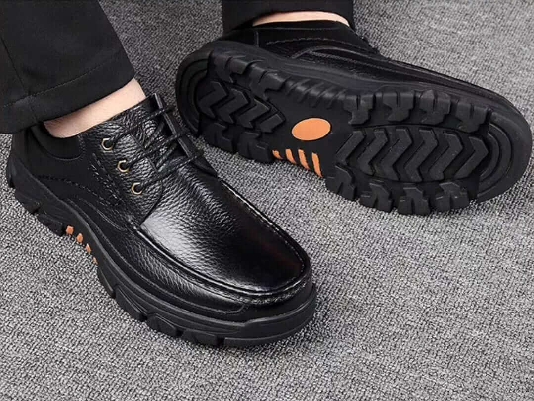 Mens Waterproof Non Slip Soft Sole Casual Genuine Leather Oxfords-caipcmall
