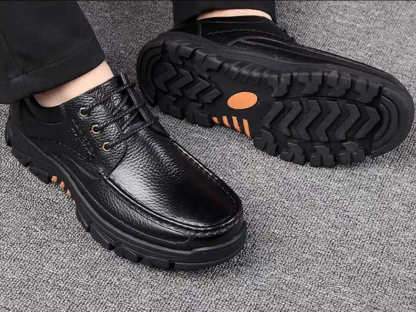 Mens Waterproof Non Slip Soft Sole Casual Genuine Leather Oxfords-caipcmall