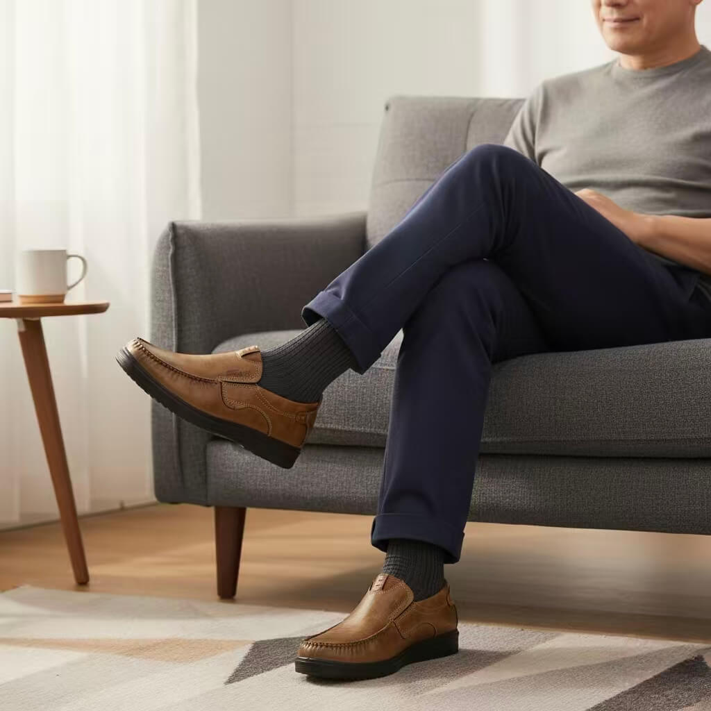 Last Day 50% OFF🔥Men's Premium Leather Lightweight Hands Free Slip-on Loafers