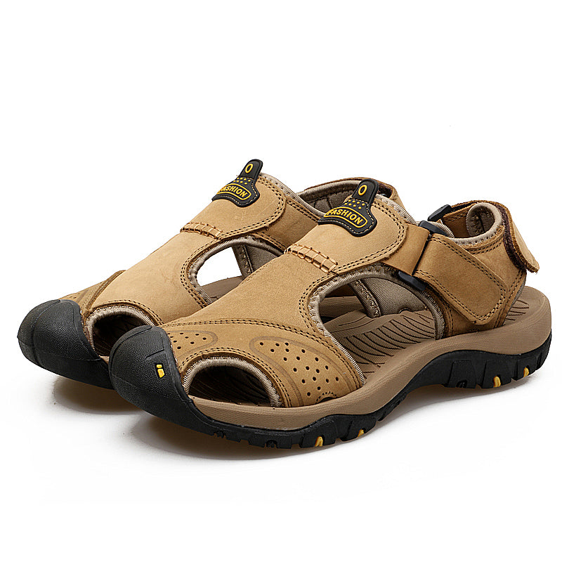 Men‘s Outdoor Casual Leather Beach Sandals-caipcmall