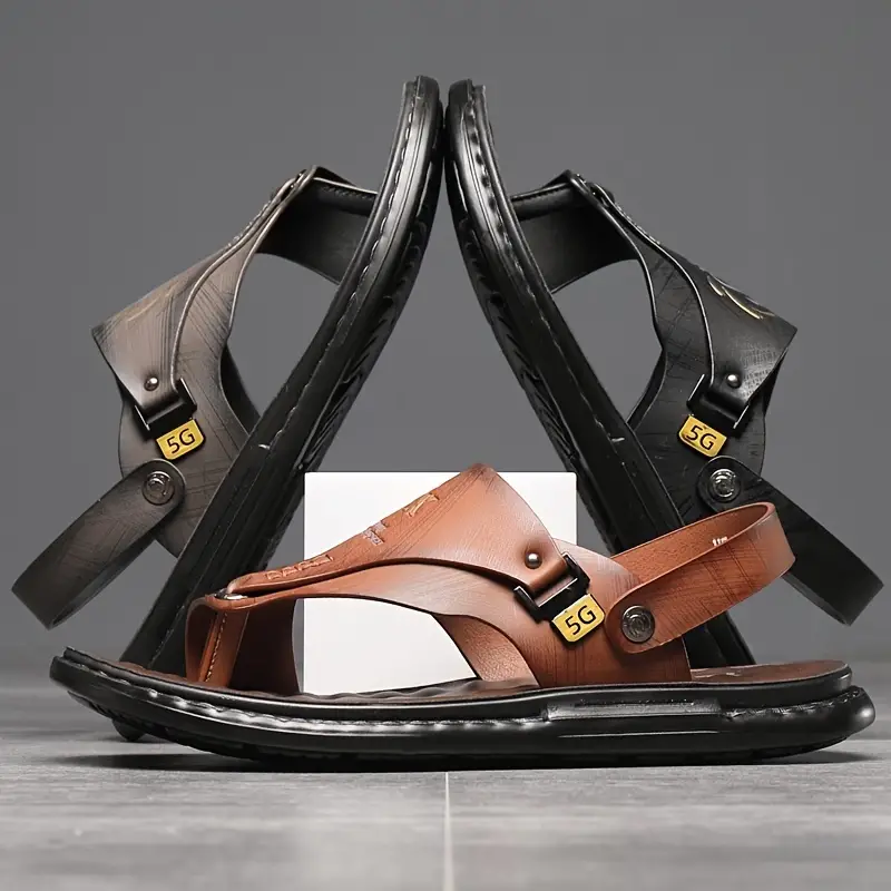 🔥LAST DAY 50% OFF - Men's Large Size Soft Leather Breathable Outdoor Beach Sandals Slippers-caipcmall