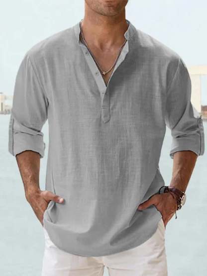🔥 Men's Cotton Linen Casual Long Sleeve Shirt