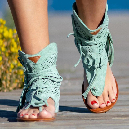 😍Last Day 50% OFF😍-Womens Back Strappy Retro Bohemian Tassel Sandals