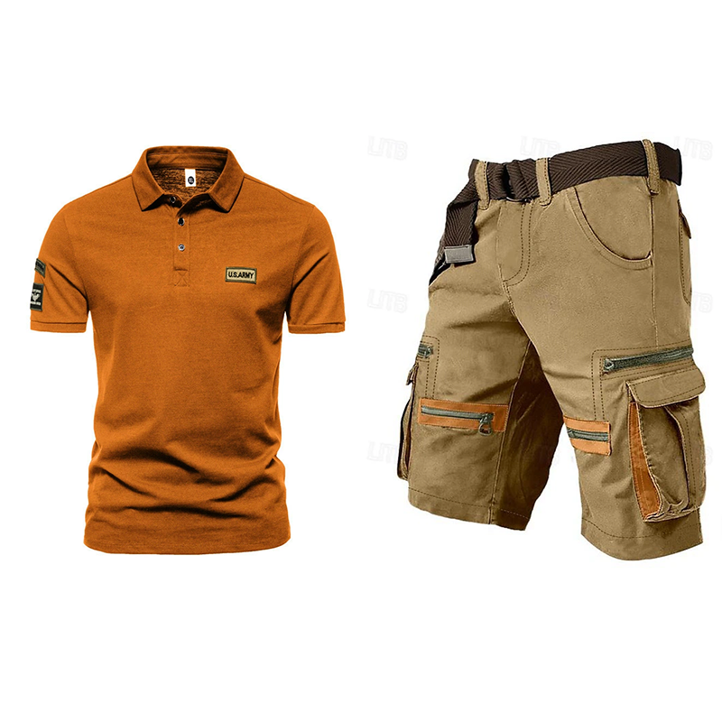Men's outdoor multi-pocket short work suit