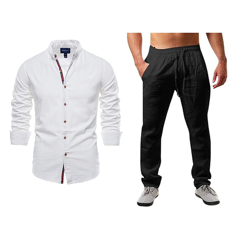 Men's casual cotton and linen suit