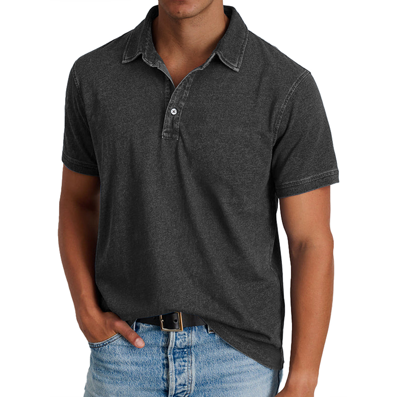 MARCO LUCA | Fashion solid color retro short-sleeved lapel polo shirt