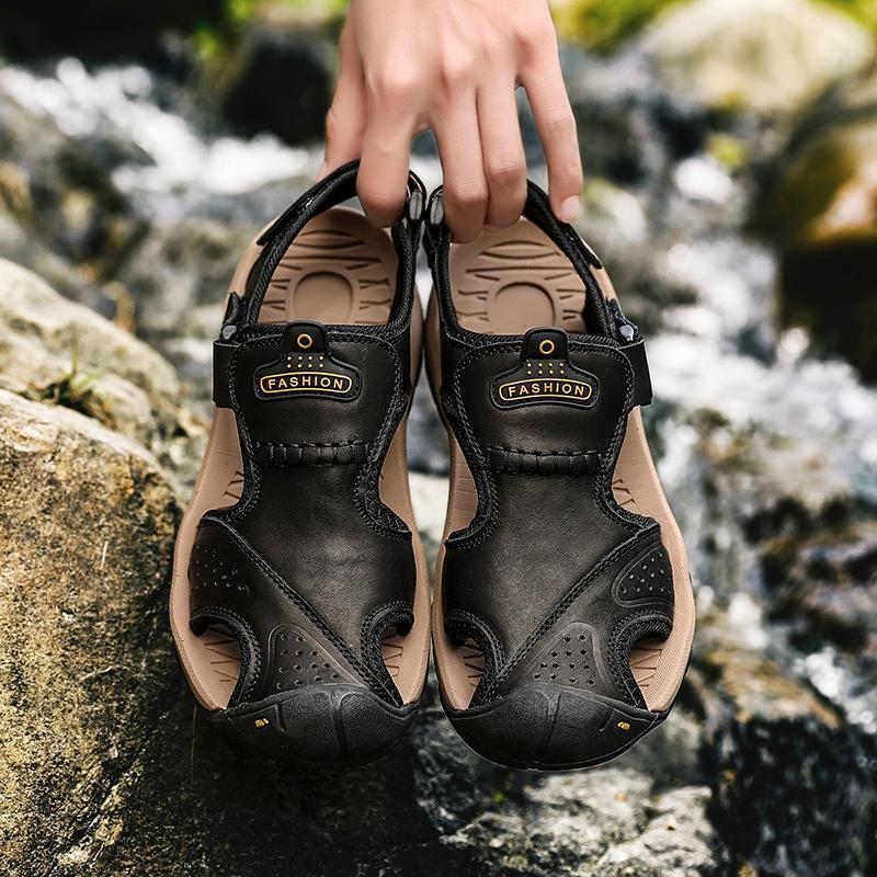 Men's Summer Breathable Leather Casual Outdoor Beach Sandals-caipcmall