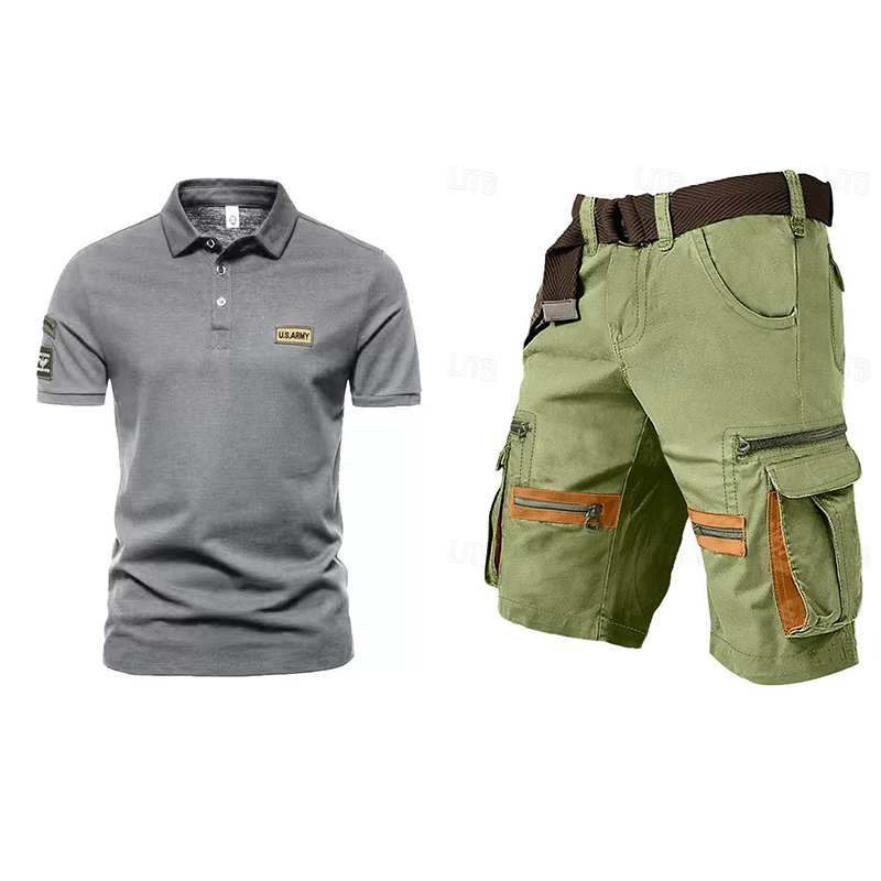 Men's outdoor multi-pocket short work suit