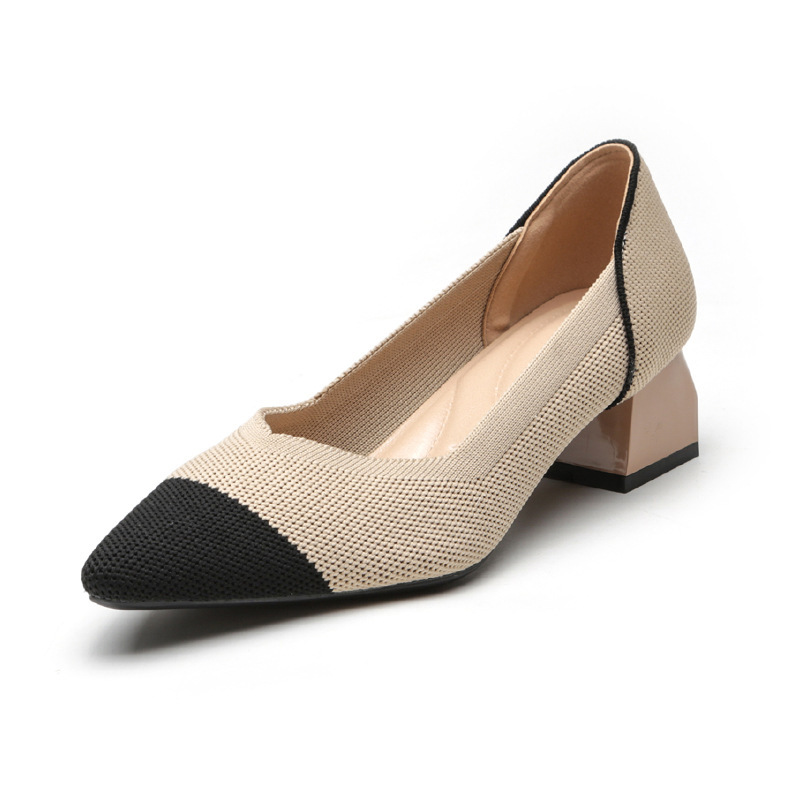 Women Wide Toe Box Chunky Heel Slip On Shoes