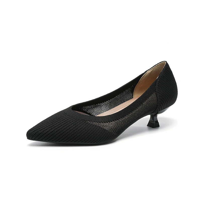 Orthoture's Casual Knit Kitten Heel Pumps for Women