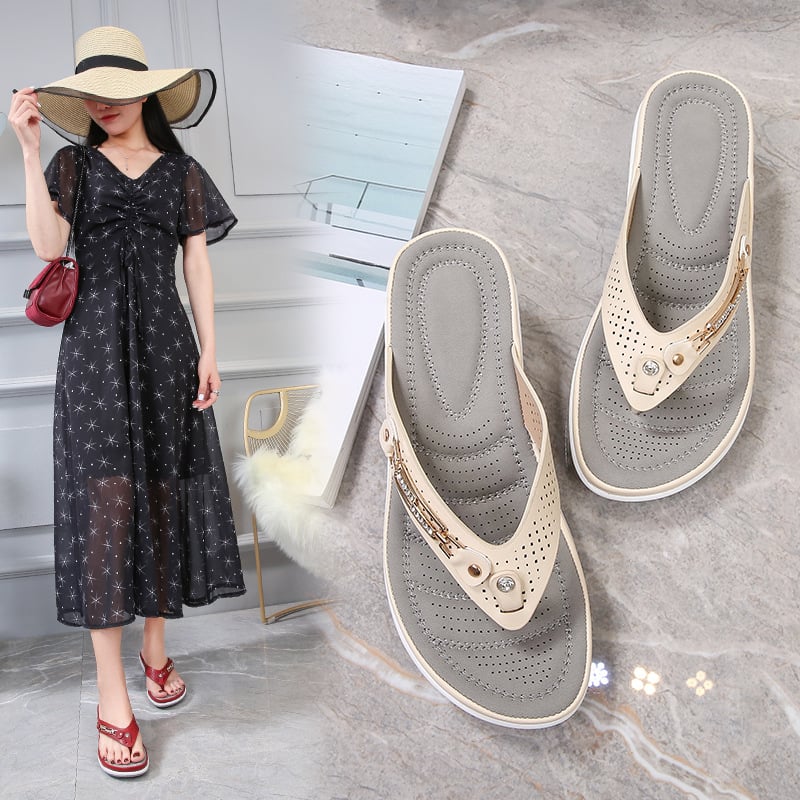 ⏰🎁2024 New Year Hot Sale🎁 49% OFF -Women's Arch Support Soft Cushion Flip Flops Thong Sandals Slippers