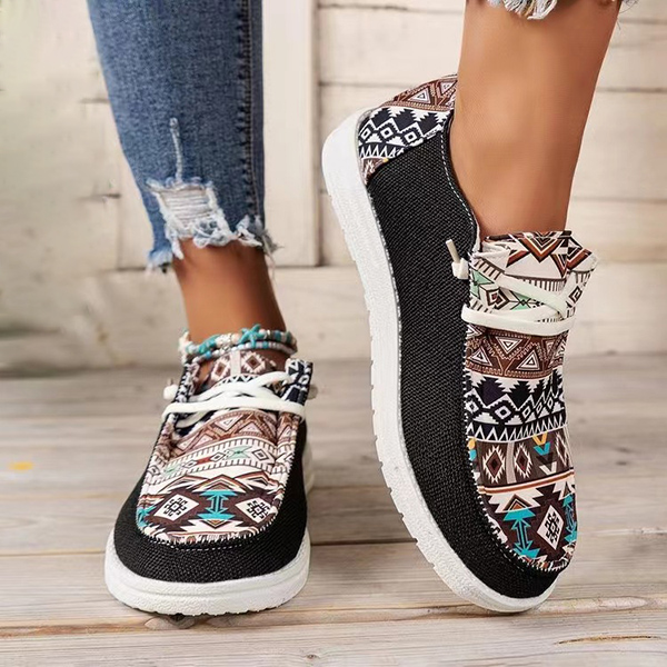 Women's Casual Comfy Tribal Pattern Canvas Shoes-caipcmall