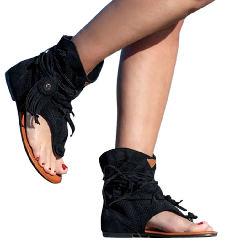 😍Last Day 50% OFF😍-Womens Back Strappy Retro Bohemian Tassel Sandals