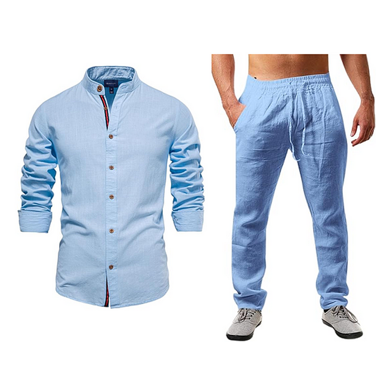 Men's casual cotton and linen suit