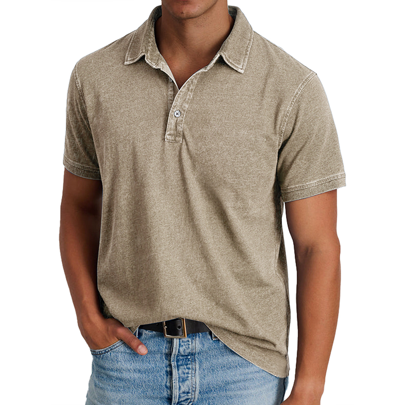 MARCO LUCA | Fashion solid color retro short-sleeved lapel polo shirt