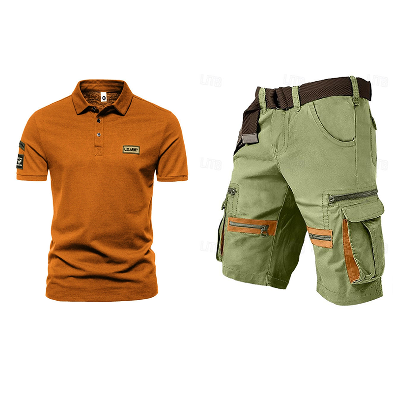 Men's outdoor multi-pocket short work suit