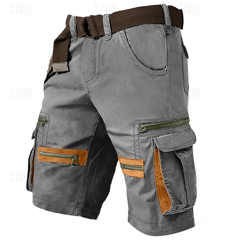 Men's outdoor multi-pocket cropped overalls