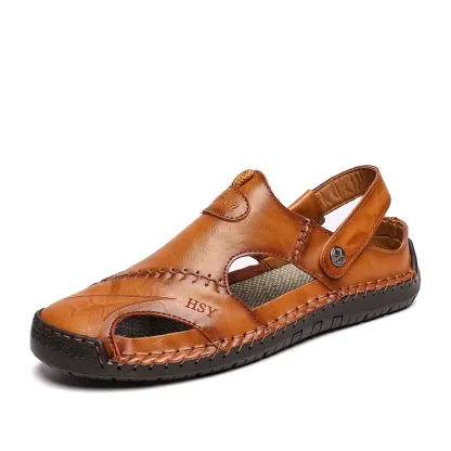 🔥On This Week Sale 70% OFF🔥Mens Casual Comfy Leather Slip On Sandals, Comfy Orthopedic Walking Shoes-caipcmall