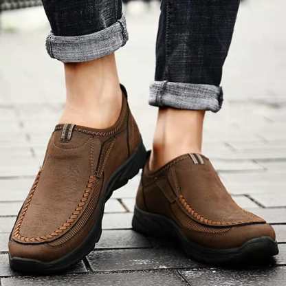 Mens Waterproof Soft Sole Sneakers Slip On Leather Loafers-caipcmall