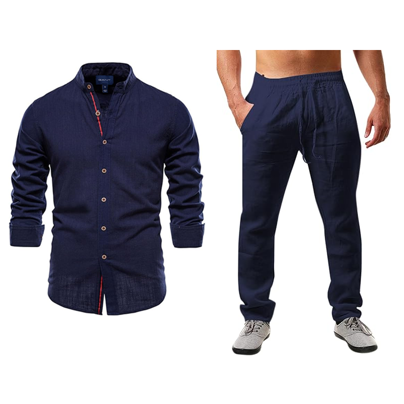 Men's casual cotton and linen suit