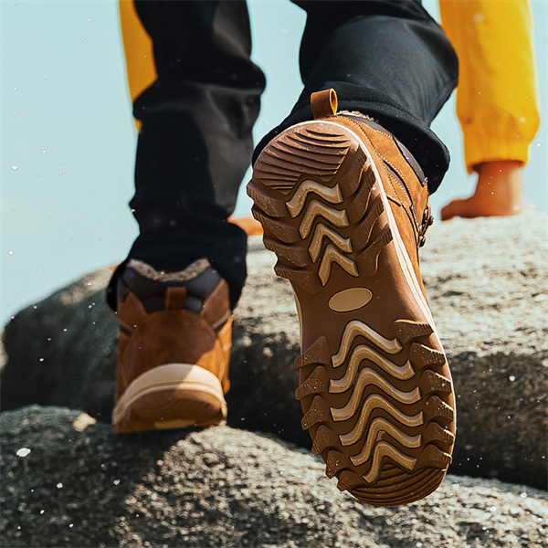 Mens Handmade Leather Mountaineering Outdoor Anti-ski Boots-caipcmall