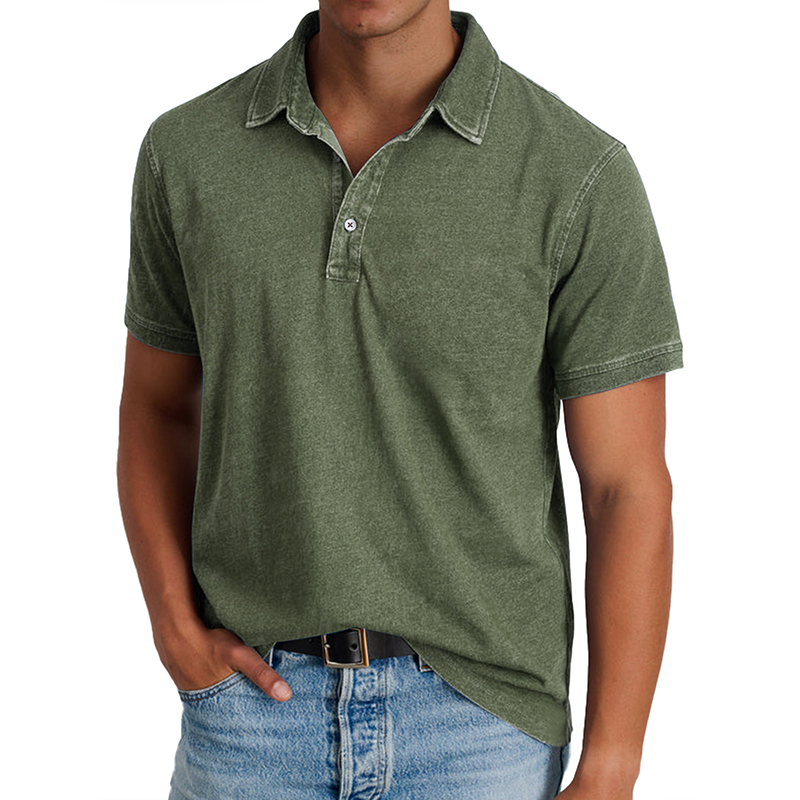 MARCO LUCA | Fashion solid color retro short-sleeved lapel polo shirt
