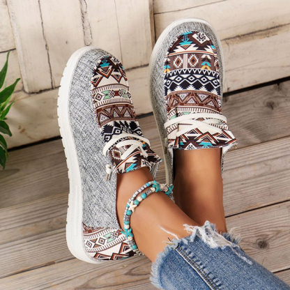 Women's Casual Comfy Tribal Pattern Canvas Shoes-caipcmall