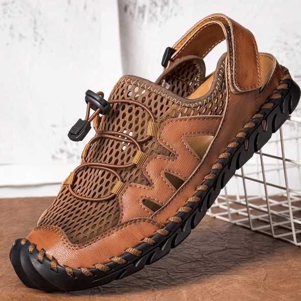 Men's Summer Outdoor Hand Stitching Breathable Mesh Casual Soft Sandals-caipcmall