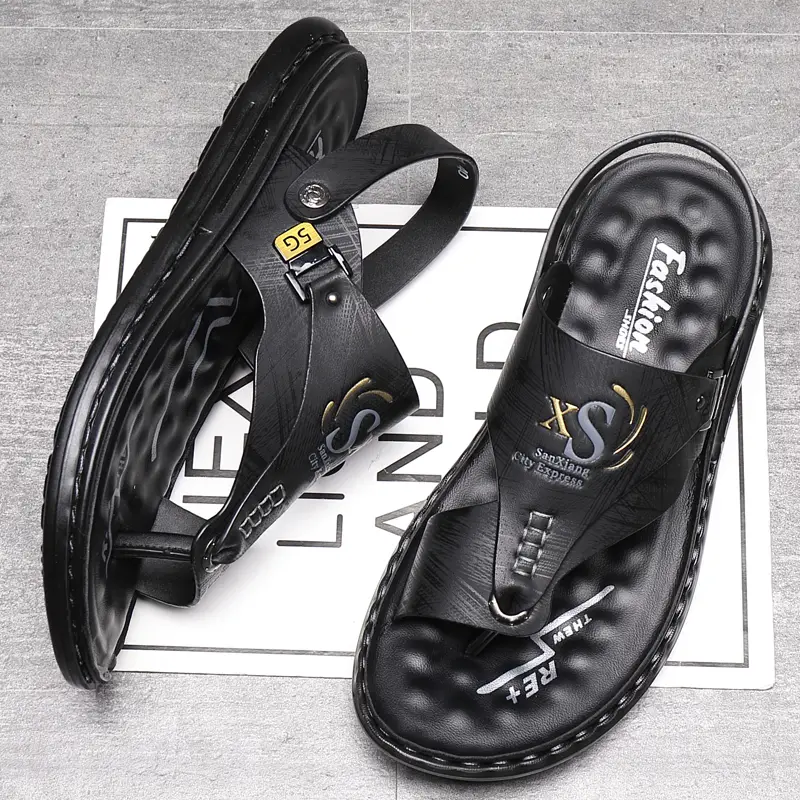 🔥LAST DAY 50% OFF - Men's Large Size Soft Leather Breathable Outdoor Beach Sandals Slippers-caipcmall