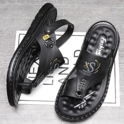 🔥LAST DAY 50% OFF - Men's Large Size Soft Leather Breathable Outdoor Beach Sandals Slippers-caipcmall