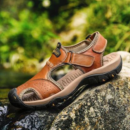 Men's Summer Breathable Leather Casual Outdoor Beach Sandals-caipcmall