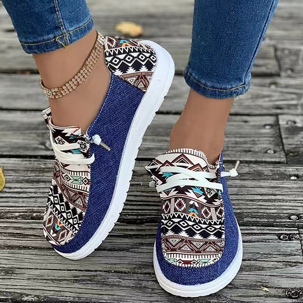 Women's Casual Comfy Tribal Pattern Canvas Shoes-caipcmall
