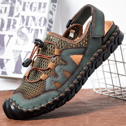 Men's Summer Outdoor Hand Stitching Breathable Mesh Casual Soft Sandals-caipcmall